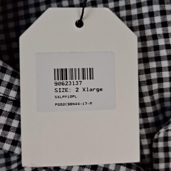 Cellabie Size 2XL Black/White Check Long Sleeve Blouse Collared Ruffle Trim NWT - Picture 12 of 15